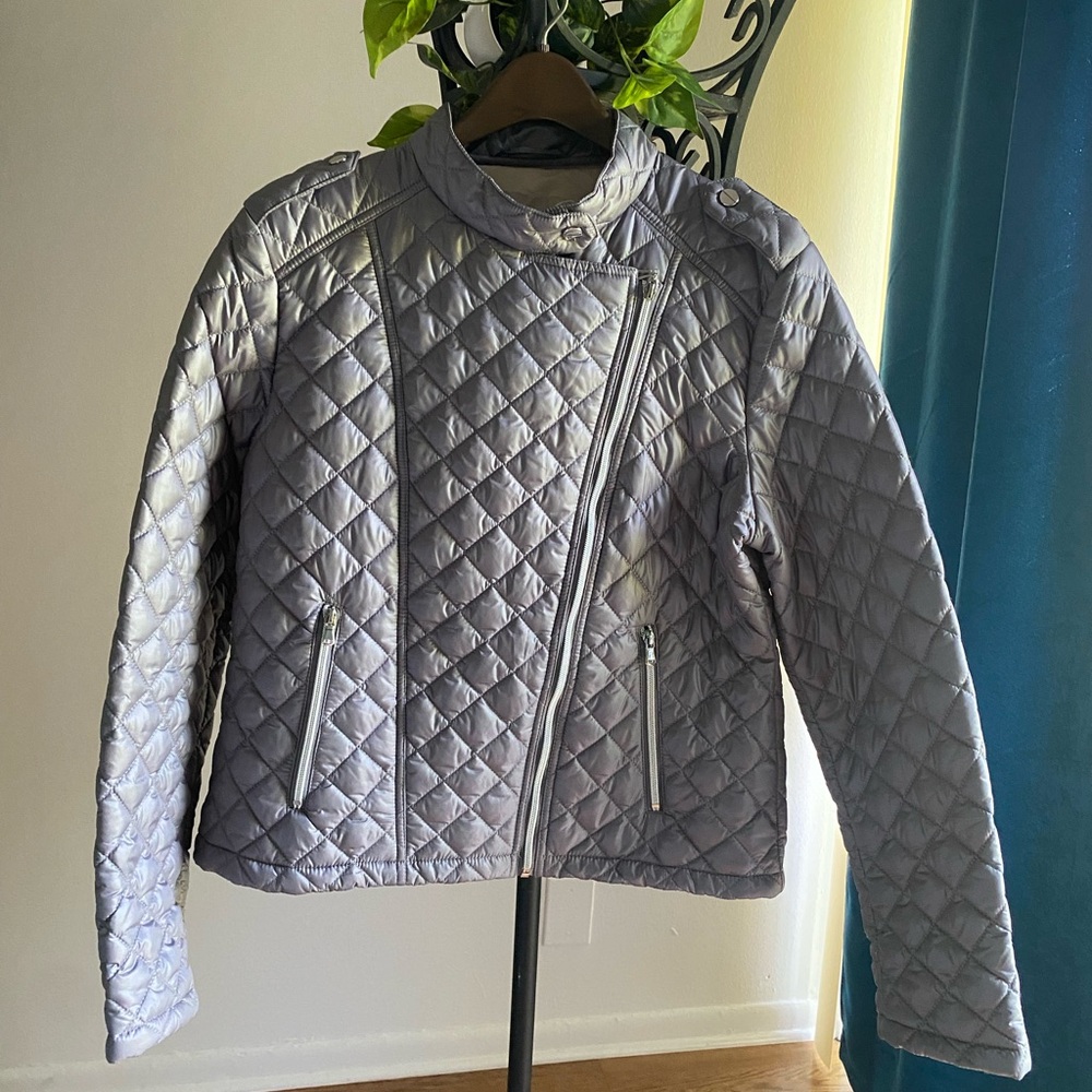 Kenneth Cole Gray Puffer Jacket with Quilted Design SIZE L /M